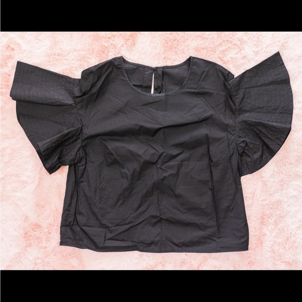 H&M Voluminous Ruffle Sleeve Crop Top Sz 14